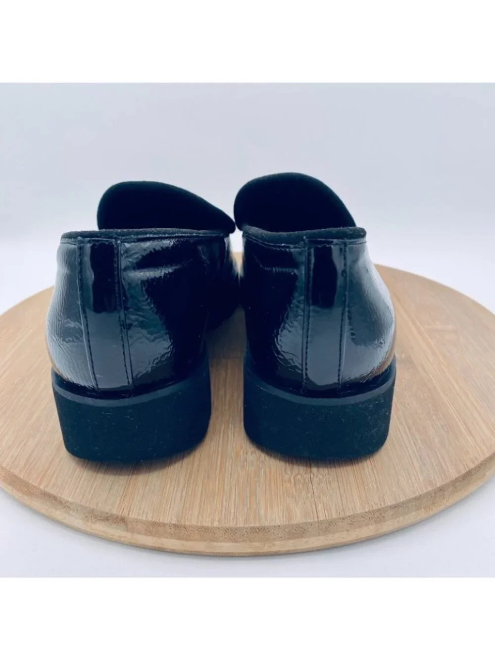 Donald Pliner Shoes Womens 9 Black Patent Leather Platform Loafers Minimalist